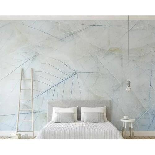 Custom Size 3d murals simple elegant leaves Nordic TV background wall decorative painting Self Adhesive wallpapers Waterproof