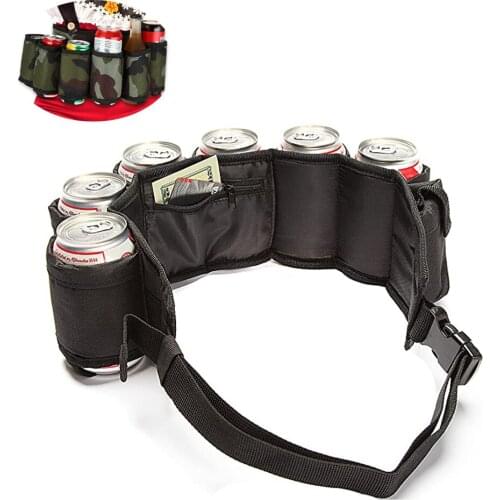 Beer Belt Tough Insulated Holder for 6 Cold Beers Adjustable Waist Strap with Buckle Hidden Zipper Pocket From Fun Party