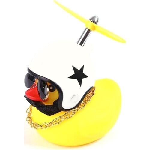 DIY Car Duck With Helmet Pendant Small Yellow Duck Road Bike Motor Helmet Riding Cycling Accessories Without Lights Decoration