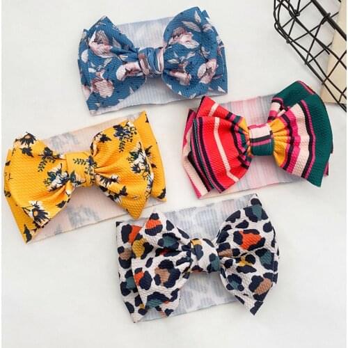 Adjust Baby Girls Wide Headwrap Fabric Flower Strawberry Leopard Print Bow Knot Turban Vintage Headband Children Bebes Bandeau