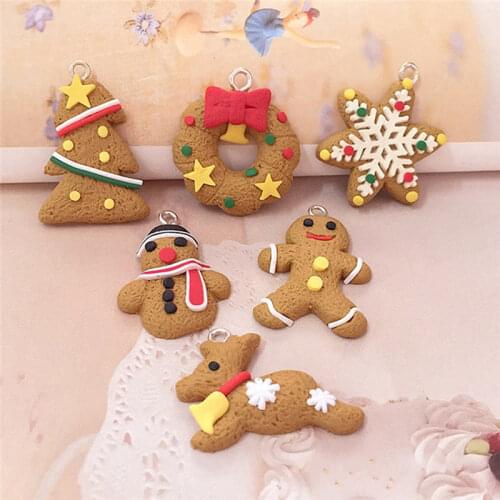 6Pcs New Gingerbread Man Christmas Ornaments Deer Snowman Chrismas Tree Pendant Decoracion Navidad New Year Decor Party Suplies