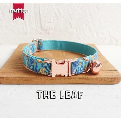 MUTTCO retail with rose gold high quality metal buckle collar for cat THE LEAF design cat collar 2 sizes UCC066M