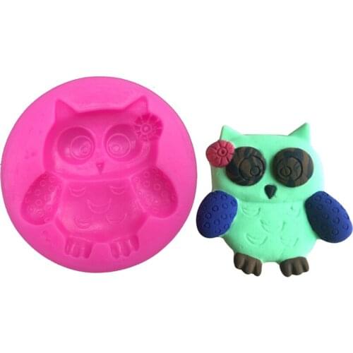 Owl shape fondant silicone soap mold for kitchen baking chocolate pastry candy Clay making cupcake lace decoration tools FT-0166
