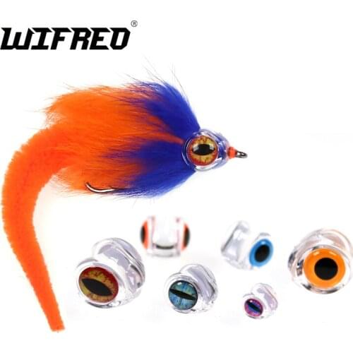 10PCS Crystal Clear Fish Mask for Weightless Streamers Fly Tying Fishing Tool Realistic Baitfish Head 3D Reptile Dragon Eyes