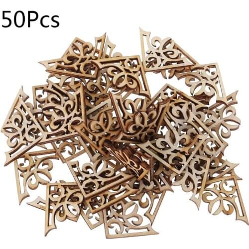 50 pcs 28*28 mm Wooden Ornament Book Corner Protector DIY Crafts Scrapbook Album Corner Wood Slices Home Decoration Box Book