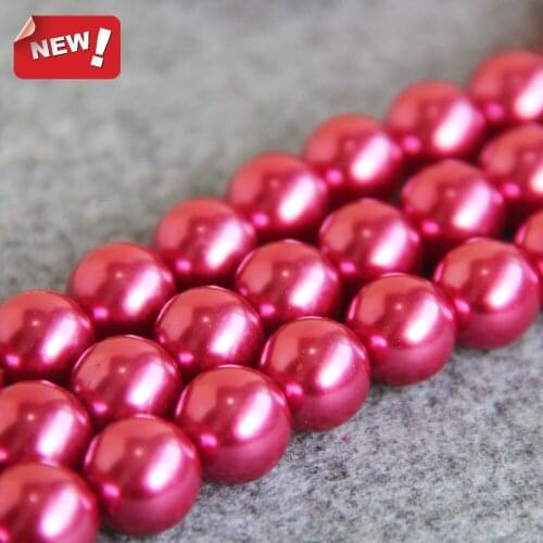 For Necklace&Bracelet 4 6 8 10 12 14mm Rose Red Shell Pearl Beads Gifts For Women Girl Loose Beads Jewelry Making Design 15inch