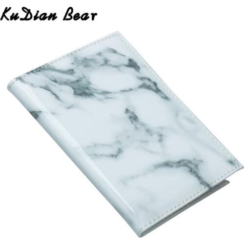 KUDIAN BEAR Travel Passport Cover Women Marble Pattern Passport Holder With SIM Card Holder PU Leather Porte Carte BIH087 PM49