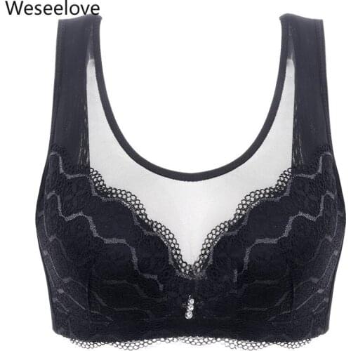 Lace Bralette Woman Sexy Non-Steel Ring Underwear Push Up Bra Plus Size Breast Hugging Adjusable Invisible Bra for Women E74-2