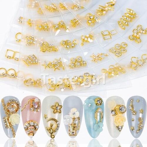 1Pack 30PCS gold alloy nail art decorations rhinestones nail charms jewelry nails accessories manicure supplies tools RS