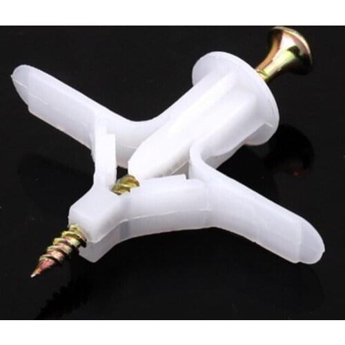 100pcs Plastic Expansion Drywall Anchor Kit with Screws Self Drilling Wall Home Pierced Special for Gypsum Board Fiberboard