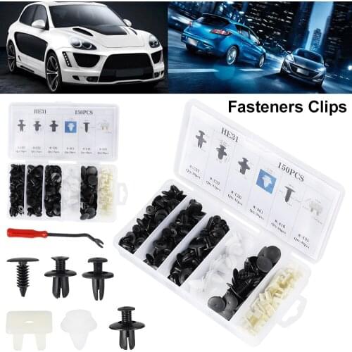 150pcs Mixed Auto Fastener Clip Car Body Push Retainer Pin Rivet Fastener Kit Car Accessories Bumper Door Trim Panel Retainer