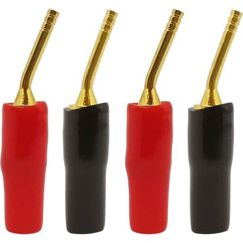 2/4Pcs Gold-Plated 2mm Banana Plug Curved Pin Audio Speaker Plugs Wiring Terminal Banana Connector