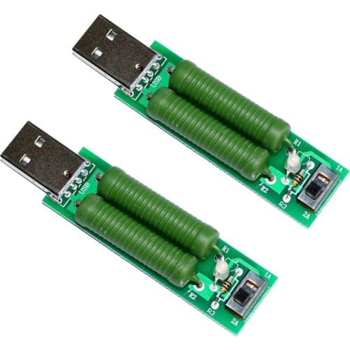 2Pcs 10W USB Load Resistance Mobile Power Aging Testing Resistors 2A 1A USB Port Current Voltage Meter Tester Adapter Dropship