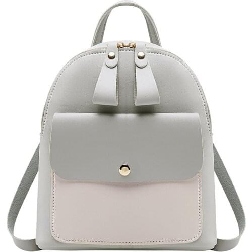 2019 Women Leather Backpack Children Mini Backpack Women Cute Panelled Backpacks for Teenage Girls Small famous brand Bag #25