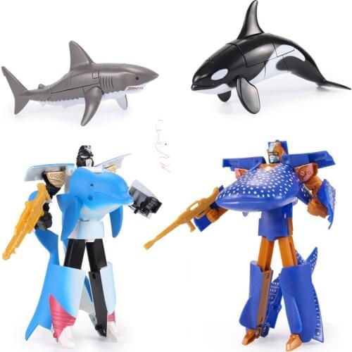 4-Type New Shark Deformation Toy Animal Deformation Robot Kid Toy Great white shark whale Shark Deformable Doll Gift Birthday
