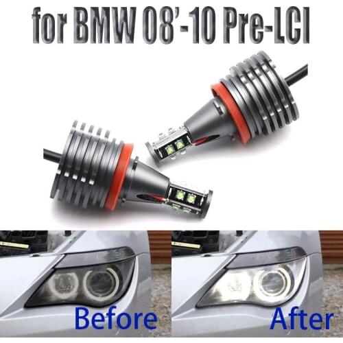 6000K White 160W 8 LED 3000LM Car Angel Eye Marker Headlights Bulbs Lamps for BMW 2008-2010 3 Series E93 Convertible (Pre-LCI)
