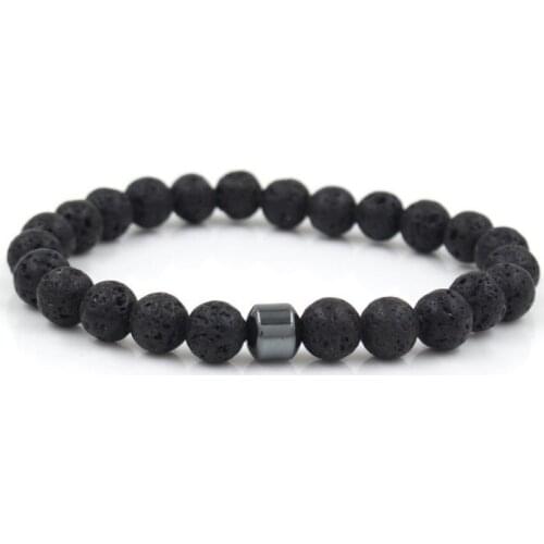 8mm gt24 black stone volcanic lava cubic zirconia elastic adjusted Buddha Yoga yellow Tigereye Bracelet Bangles