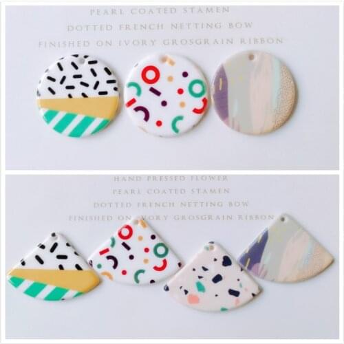 Acrylic Plastic Round Fan Eardrop Pendant Accessories Necklace Charms Jewelry Component Finding Diy Material 8pcs