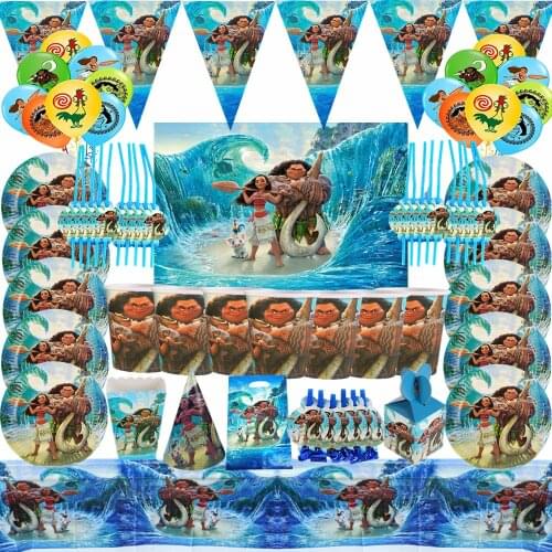 Disney Moana Birthday Party Decoration Supplies Kids Baby Shower Tableware Cups Plates Banners Balloons Favors Event Decor Gift