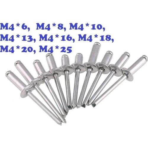 Aluminum M4*6/8/10/13/16/18/20/25MM Domed round head pop rivets open end nail decoration rivets metal fastners