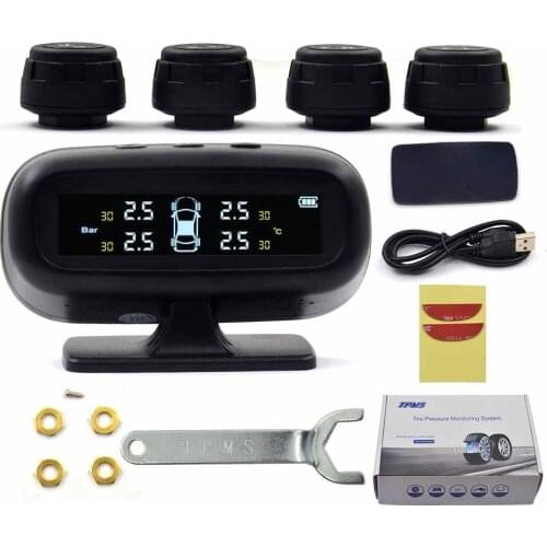 Smart Car TPMS Tyre Pressure Monitoring System Solar Power Digital LCD Display Auto Security Alarm Systems Tyre Pressure
