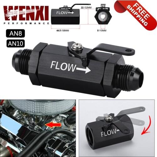 Free Shipping AN8/AN10 8AN - 8AN 10AN -10 AN SHUT OFF VALVE FITTING ALUMINUM BLACK WX-WLPV72-08/10