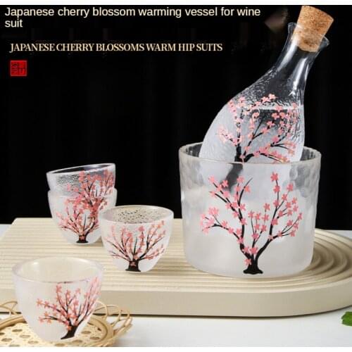 Lead-free glass, Japanese wine bottle, cherry blossom wine set wine making wine bottle wine maker, small Baijiu glass, wine pot