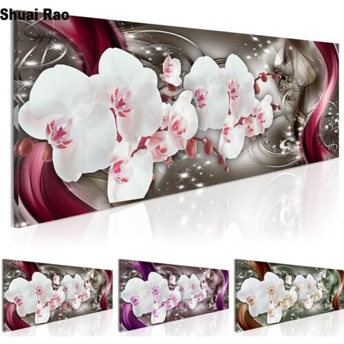 Large size 5d DIY Diamond Painting Full Square or Round Cross Stitch"white Orchid Blossom Flower"Mosaic diamond Embroidery sale