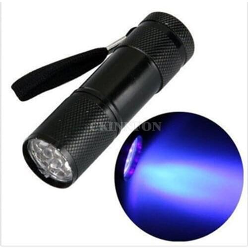 DHL 500PCS Mini Inspection Portable Light 395NM Lamp 9LED Flashlight Blacklight UV Torch