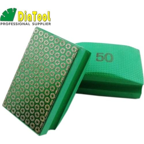 DIATOOL 2pcs Electroplated Diamond Hand Polishing Pad 90X55MM Hard Foam-backed Hand Pad