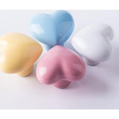 Childrens Room Cabinet Door Handle Cute Love Cupboard Desk Drawer Handle Macarons Color Wardrobe Kitchen Handles for Furniture