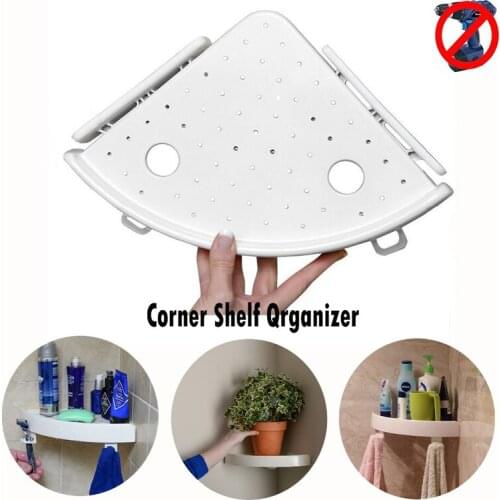 Eworld Brand New Triangle Bathroom Wall Corner Mount Storage Holder Corner Storage Shelf Suction Wall Storage Rack Easy to USE