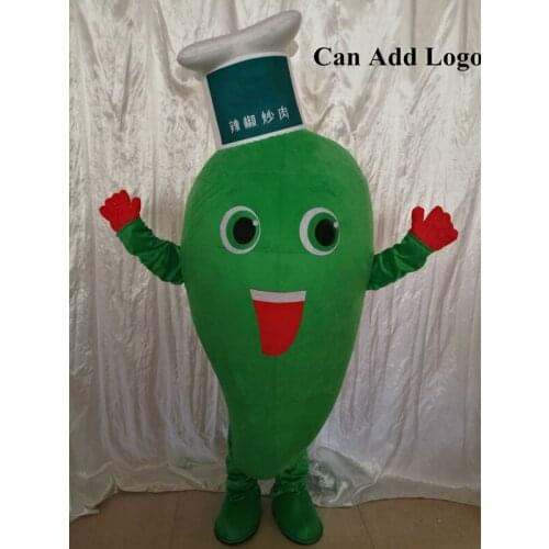Vegetables Theme Green Pepper Mascot Costume Chili Capsicum Adult Cartoon Character Cosplay Role-play Sport Carnival Fancy Dress