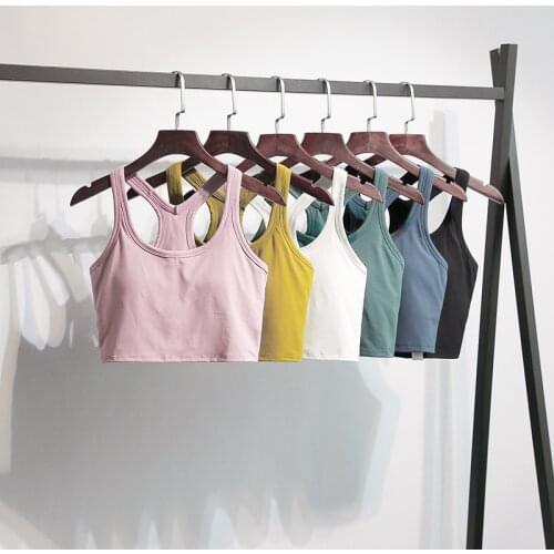 RACERBACK Plain Sport Yoga Training Fitness Crop Top Bras Women Padded Buttery Soft Anti-sweat Workout Athletic Gym Bras Vest