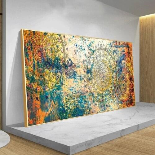 Mandala Colorful Retro Art Painting Ancient Indian Vedic Canvas Painting Interior Decoration Wall Painting(No Frame)