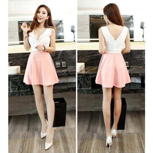 Fashion Dress Women Clothes Sexy Low-cut Deep V-neck Summer Nightclub Clothing Ladies Nightclub Full Dress Girls Casual Costume