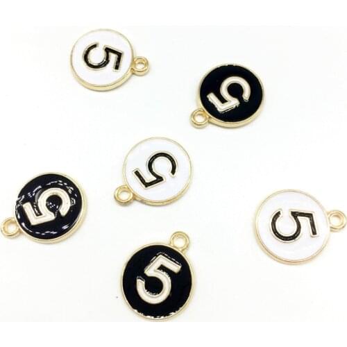 MRHUANG 10pcs/lot Trendy Number 5 Gold-colour Enamel Charms Pendant Braclets Jewelry finding DIY Craft