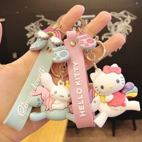 Cartoon Kawaii Keychain Kuromi Mymelody Cinnamorol Hellow Kittys Series Key Chain Strap Luxury for Girl Halloween Gift for Kids