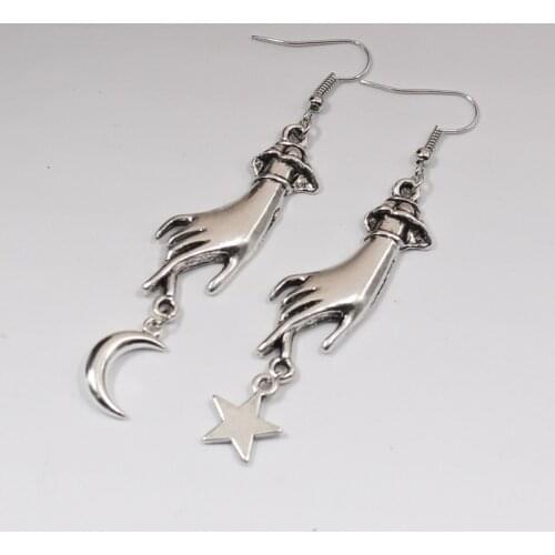 New Celestial Oracle Hand Earrings , Celestial Earrings , Moon Charms,Star,Gift,gift for Wicca Lover