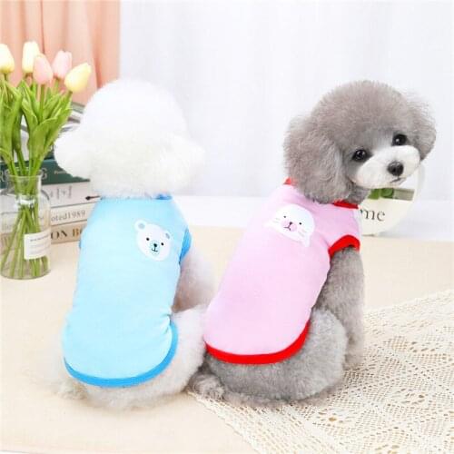 Solid Soft Summer Dog Shirt Cartoon Printed Cooling Thin Cat Vest Puppy T-shirt for Small Medium Large Dog Girl Pet York Clothes