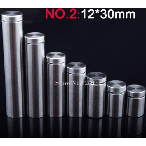 12*30mm Stainless steel fasteners advertisement glass standoff hollow screw glass cabinet display screw 500PCS wholesale KF834