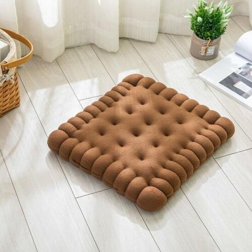 Plush Creative Biscuits Pillow Square Cookie Lifelike Food Snack Cushion Chair Car Seat Cushion Floor Yoga Mat Photo Props