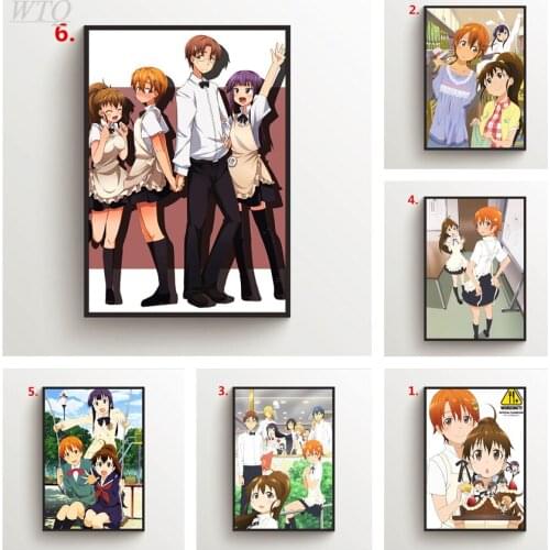 Working!! Wagnaria!! Inami Mahiru Taneshima Anime Posters Canvas Painting Photos for Childrens Room Wall Art Picture Home Decor
