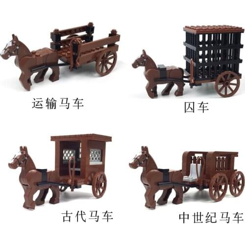 DIY MOC carriage, medieval assault chariot, prison carriage, freight transport carriage of Qin country building block for gifts