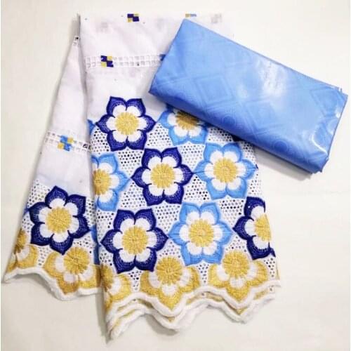 Party Q High Quality Dry Laces 2.5+2.5 Yards With Bazin Riceh Fabrics Swiss Voile Senegal African Wedding Bride Dress Dry Lace