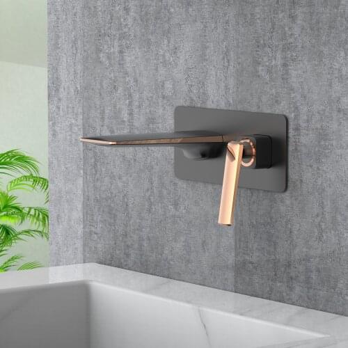 Top Quality Fashion Wall Mounted Brass Valve Core Material Bathroom Rose Gold Black Wash Basin Taps Sink Faucets Copper Faucet