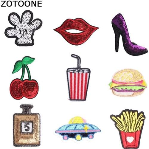 ZOTOONE Iron on Patches for Clothing Sequin Applique for Clothes Animal Beaded Applique Embroidery Flower Decoration Diy Cute E