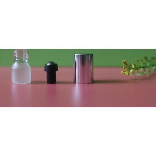 1ml Thick Dull Rough Glass Aromatherapy Essential Oil Roller Roll on Bottles Perfame Refillable Bottles with Metal Ball &Cap Lid
