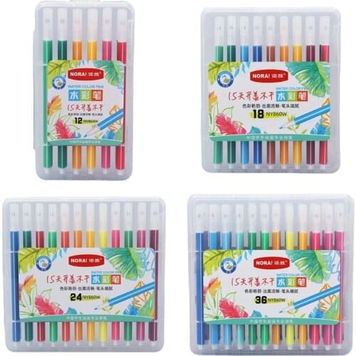 12/18/24/36Pcs Watercolor Brush Pen Kids Drawing Washable Fine Tip Art Markers D08A