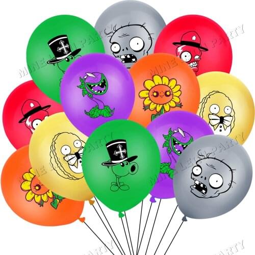 12Pcs/Set Game Miner Zombies Latex Balloon Set Party Supplies Birthday Party Decorations Toys For Kids Globos PVZ
